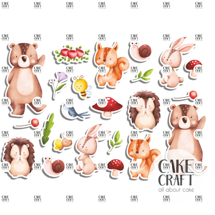 Βρώσιμη Εκτύπωση - Βρώσιμα σχέδια Ζώα του Δάσους 4 - 23τμχ