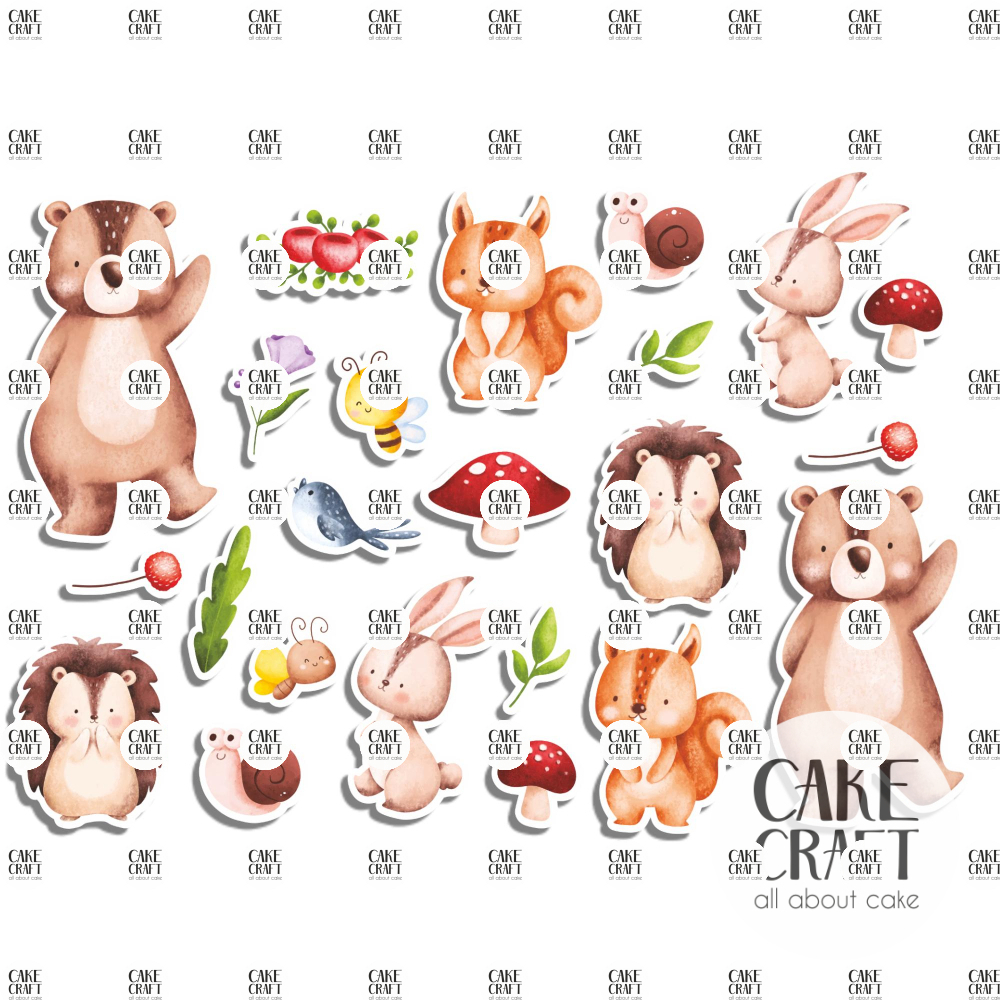 Βρώσιμη Εκτύπωση - Βρώσιμα σχέδια Ζώα του Δάσους 4 - 23τμχ