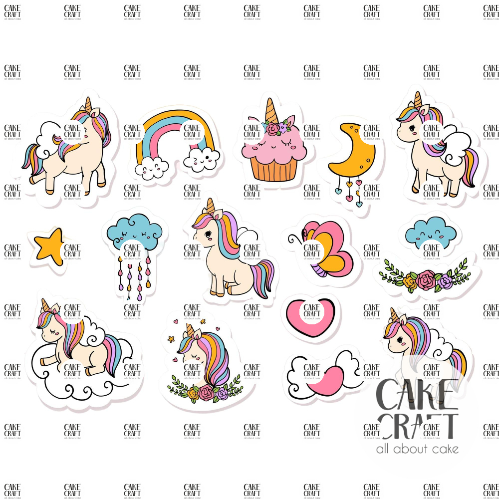 Βρώσιμη Εκτύπωση - Βρώσιμα σχέδια Unicorn5 - 16τμχ