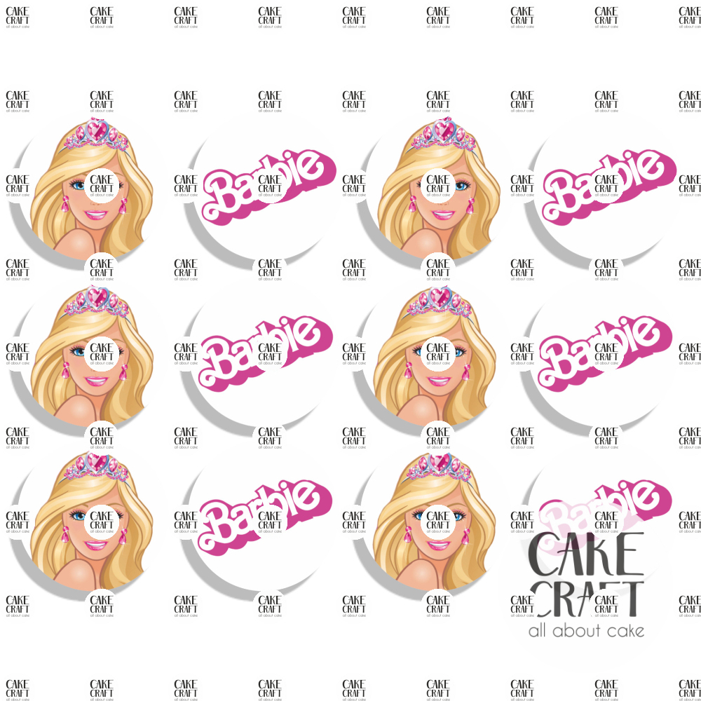 Βρώσιμη Εκτύπωση - Βρώσιμα σχέδια Barbie τάπες 6cm - 12τμχ