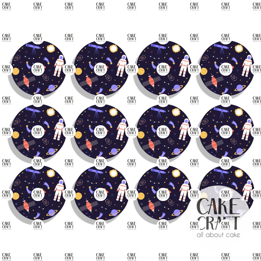 Βρώσιμη Εκτύπωση - Βρώσιμα σχέδια Διάστημα τάπες 6cm - 12τμχ