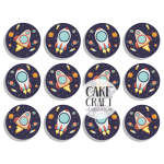 Βρώσιμη Εκτύπωση - Βρώσιμα σχέδια Διαστημόπλοιο τάπες 6cm - 12τμχ