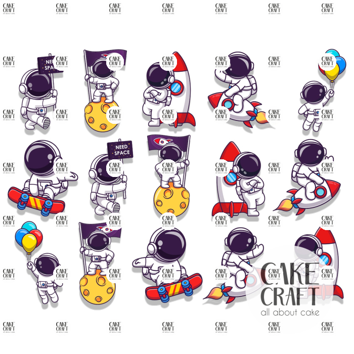 Βρώσιμη Εκτύπωση - Βρώσιμα σχέδια Αστροναύτες 15τμχ