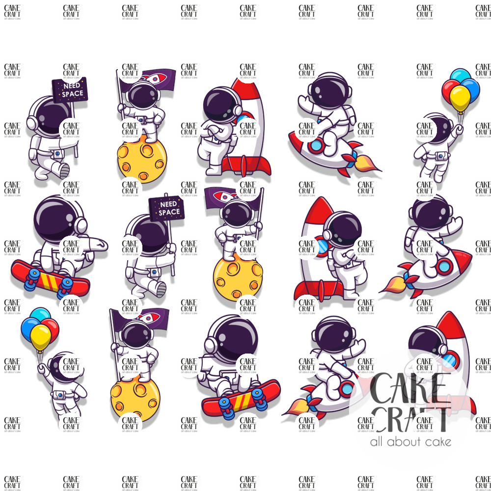 Βρώσιμη Εκτύπωση - Βρώσιμα σχέδια Αστροναύτες 15τμχ