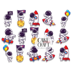 Βρώσιμη Εκτύπωση - Βρώσιμα σχέδια Αστροναύτες 15τμχ