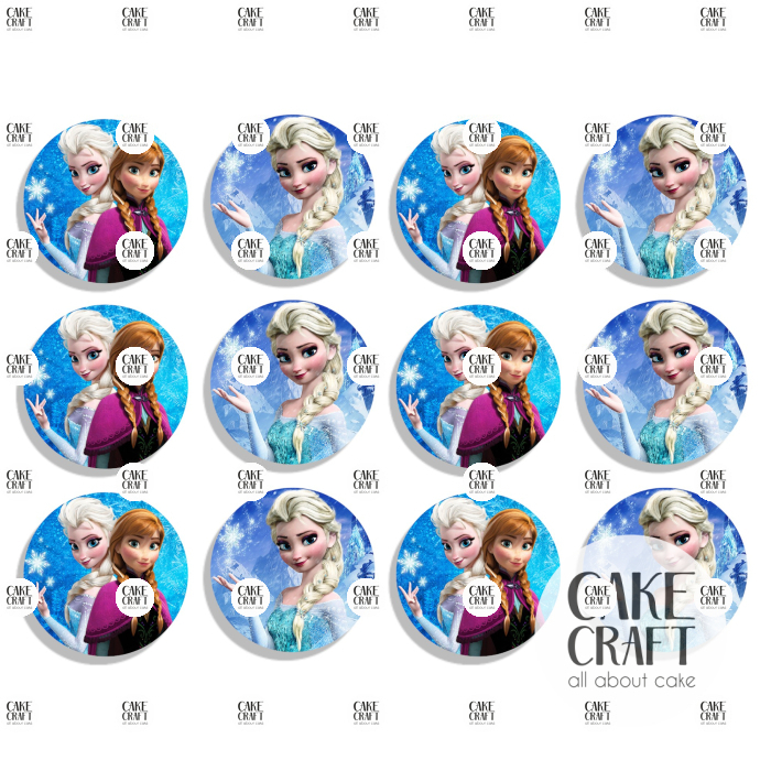Βρώσιμη Εκτύπωση - Βρώσιμα σχέδια Frozen τάπες 6cm - 12τμχ