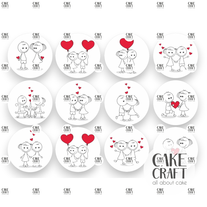 Βρώσιμη Εκτύπωση - Βρώσιμα σχέδια Valentine Couples v3 - 12τμχ