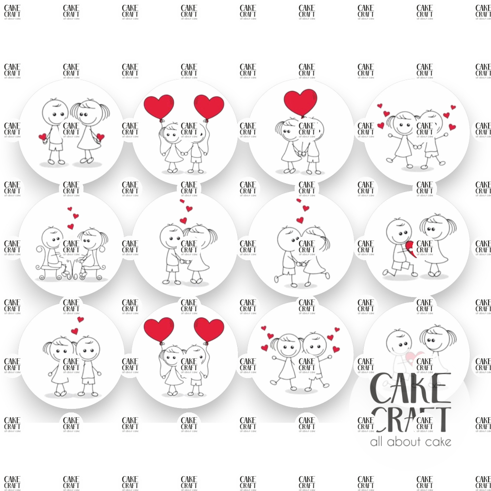 Βρώσιμη Εκτύπωση - Βρώσιμα σχέδια Valentine Couples v3 - 12τμχ