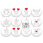 Βρώσιμη Εκτύπωση - Βρώσιμα σχέδια Valentine Couples v3 - 12τμχ