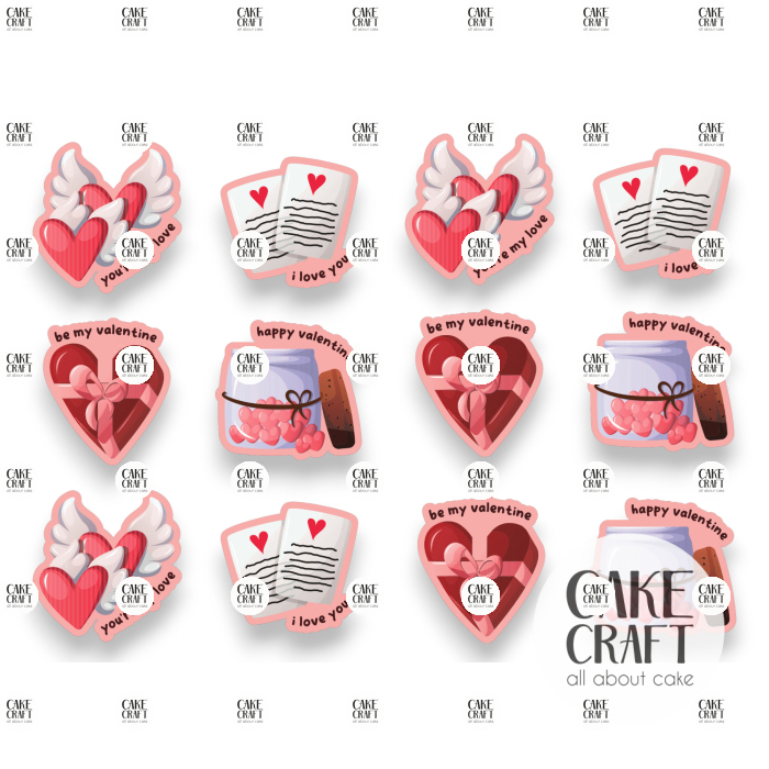 Βρώσιμη Εκτύπωση - Βρώσιμα σχέδια Valentine Mix v2 - 12τμχ