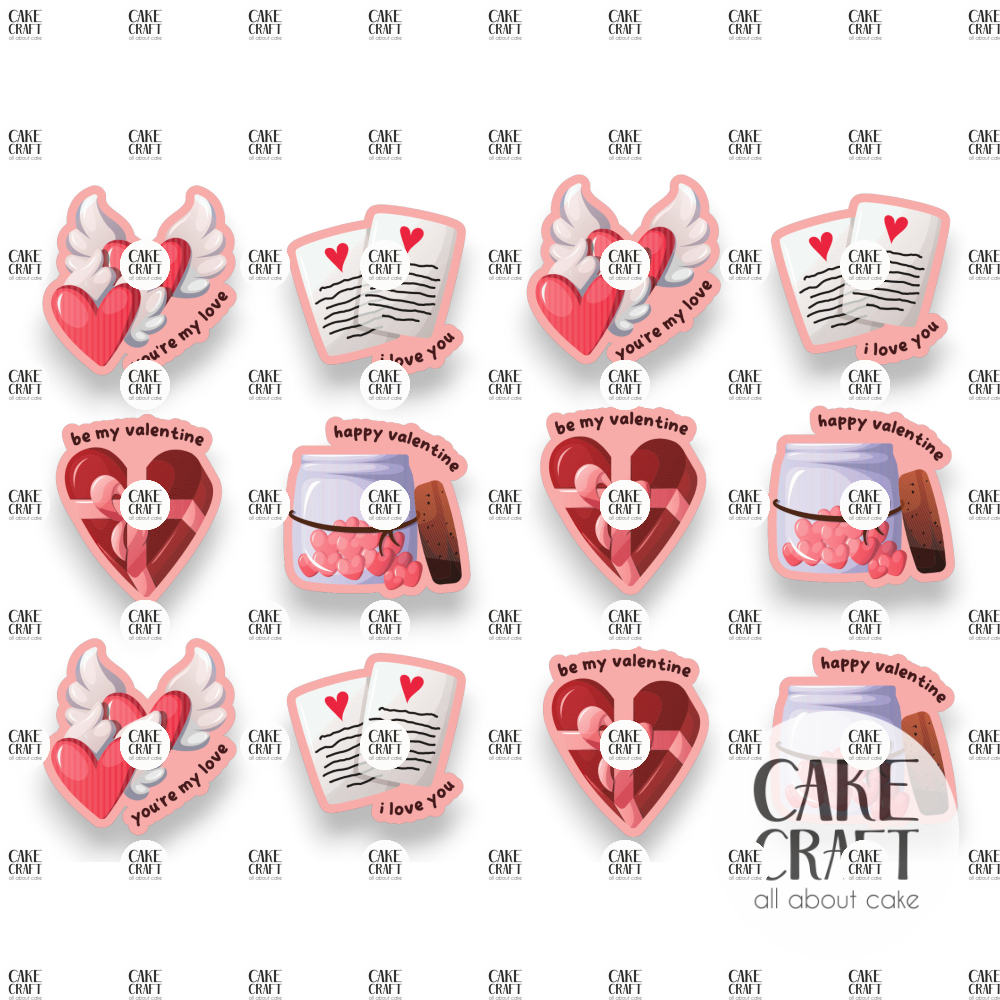 Βρώσιμη Εκτύπωση - Βρώσιμα σχέδια Valentine Mix v2 - 12τμχ