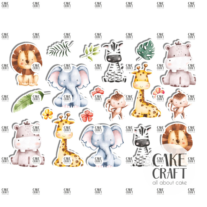 Βρώσιμη Εκτύπωση - Βρώσιμα σχέδια Ζώα της Ζουγκλας - 20τμχ