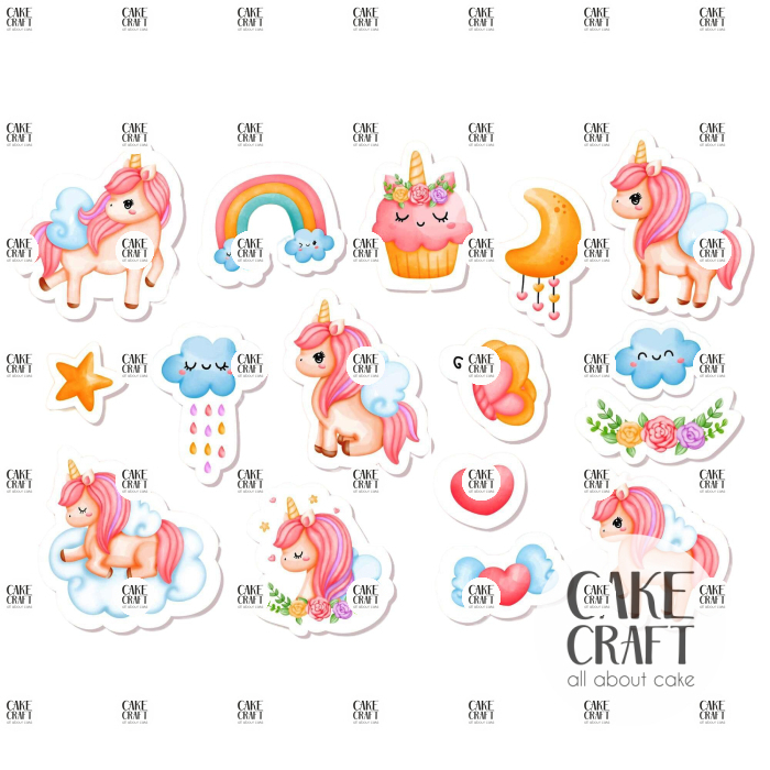 Βρώσιμη Εκτύπωση - Βρώσιμα σχέδια Unicorn4 - 16τμχ