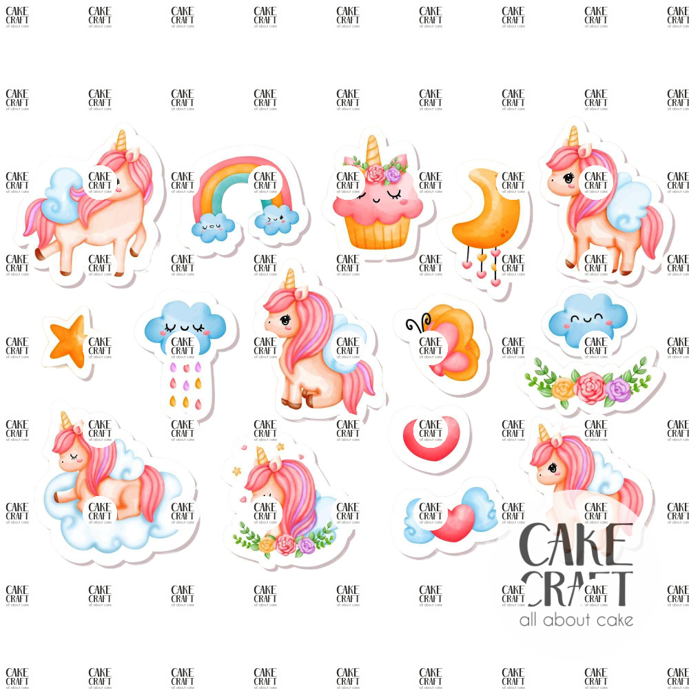 Βρώσιμη Εκτύπωση - Βρώσιμα σχέδια Unicorn4 - 16τμχ