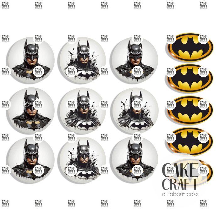 Βρώσιμη Εκτύπωση - Βρώσιμα σχέδια Batman τάπες 6cm - 14τμχ
