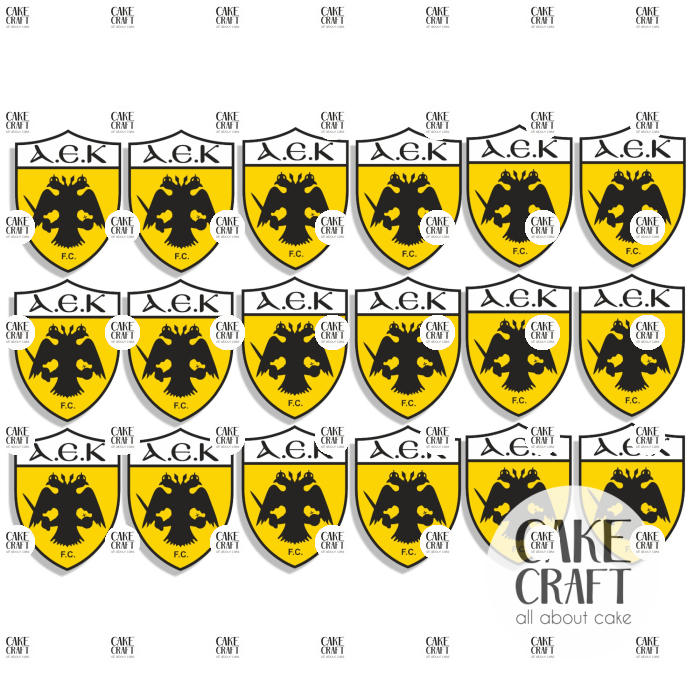 Βρώσιμη Εκτύπωση - Βρώσιμα σχέδια ΑΕΚ τάπες 6cm - 18τμχ