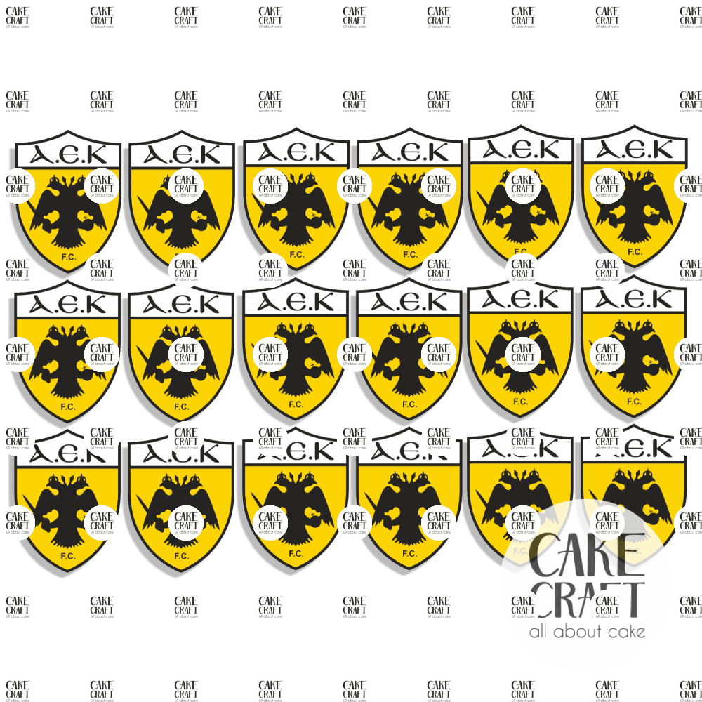 Βρώσιμη Εκτύπωση - Βρώσιμα σχέδια ΑΕΚ τάπες 6cm - 18τμχ