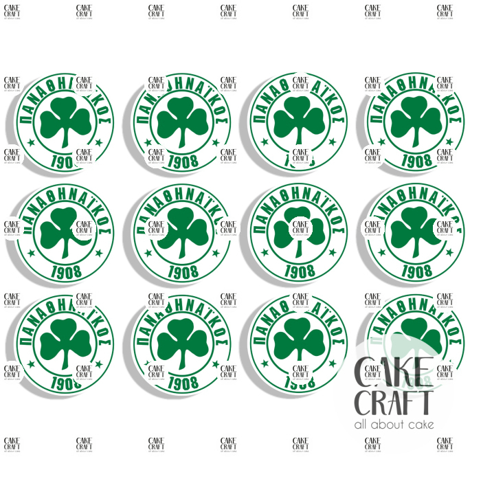 Βρώσιμη Εκτύπωση - Βρώσιμα σχέδια Παναθηναϊκός τάπες 6cm - 12τμχ