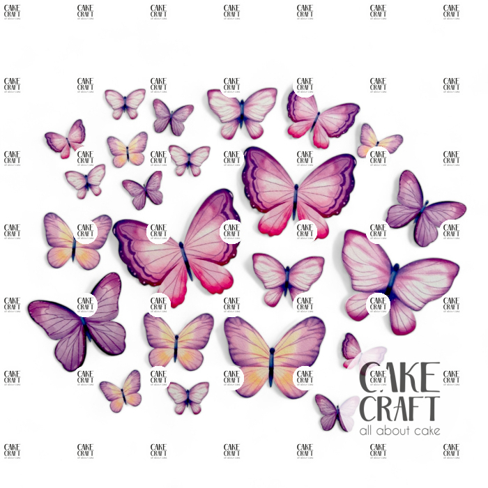 Βρώσιμη Εκτύπωση - Βρώσιμες πεταλούδες Ροζ 23τμχ