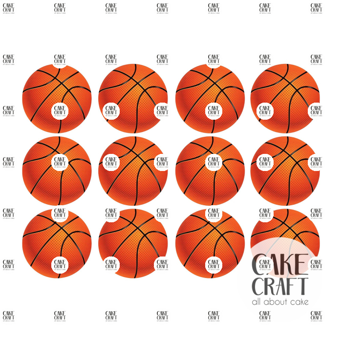 Βρώσιμη Εκτύπωση - Βρώσιμα σχέδια Μπάλα Μπάσκετ- 12τμχ