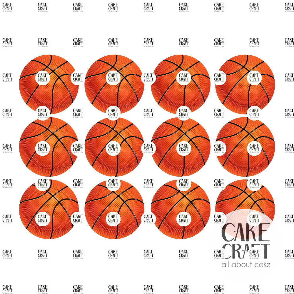 Βρώσιμη Εκτύπωση - Βρώσιμα σχέδια Μπάλα Μπάσκετ- 12τμχ