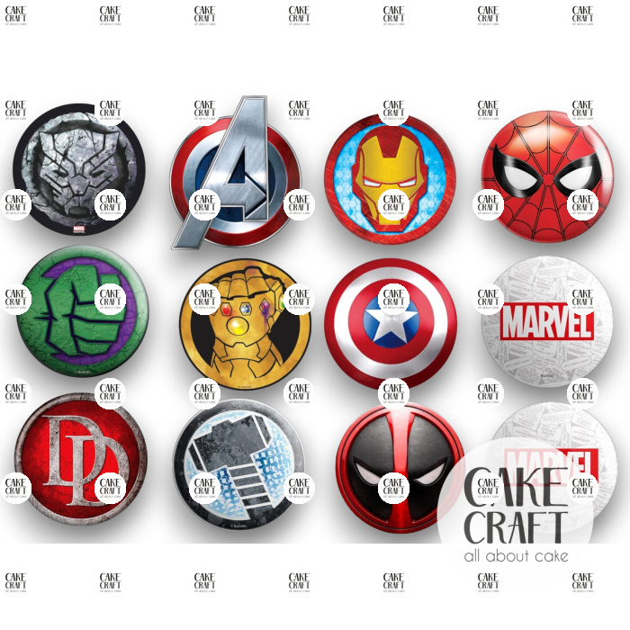 Βρώσιμη Εκτύπωση - Βρώσιμα σχέδια Avengers- 12τμχ