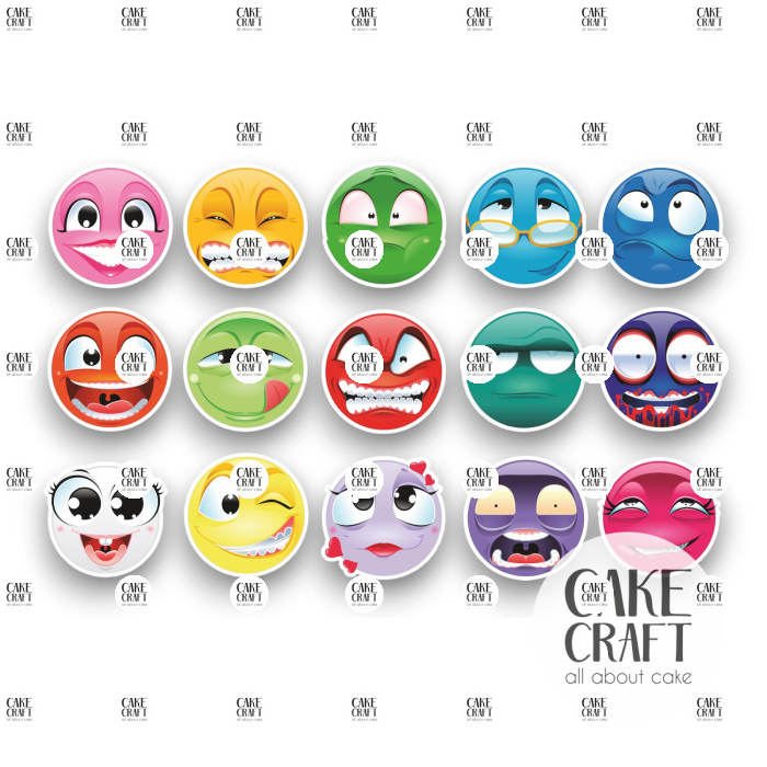 Βρώσιμη Εκτύπωση - Βρώσιμα σχέδια Emoji - 15τμχ