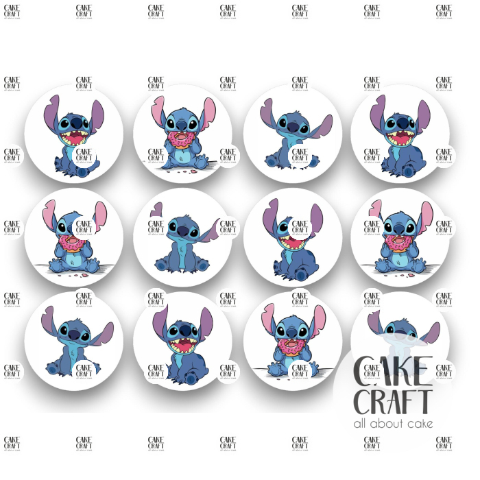 Βρώσιμη Εκτύπωση - Βρώσιμα σχέδια Stitch - 12τμχ