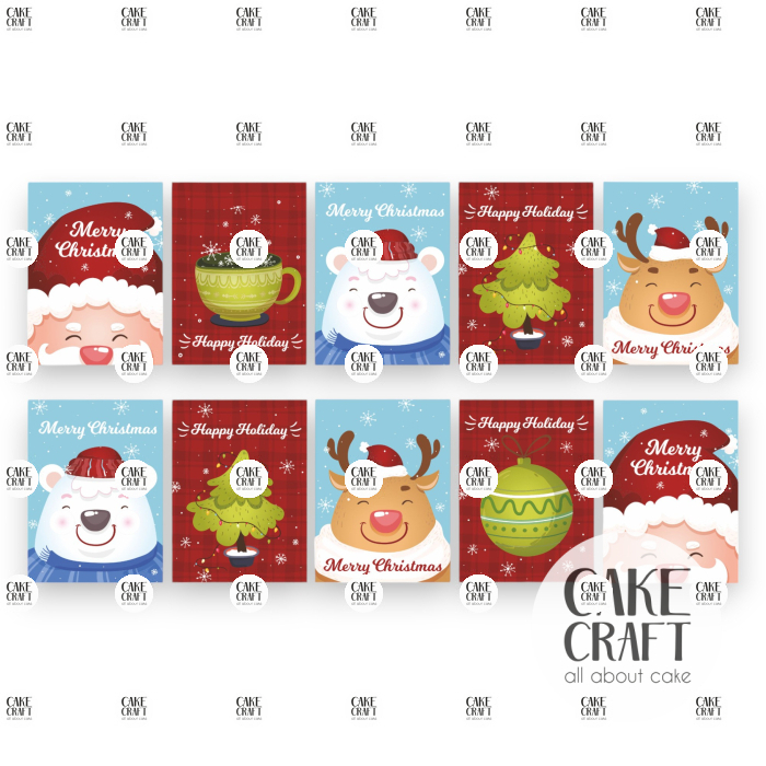 Βρώσιμη Εκτύπωση - Βρώσιμα σχέδια Christmas Mix v3 - 10τμχ