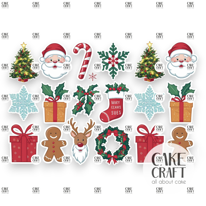 Βρώσιμη Εκτύπωση - Βρώσιμα σχέδια Christmas Mix v1 - 18τμχ