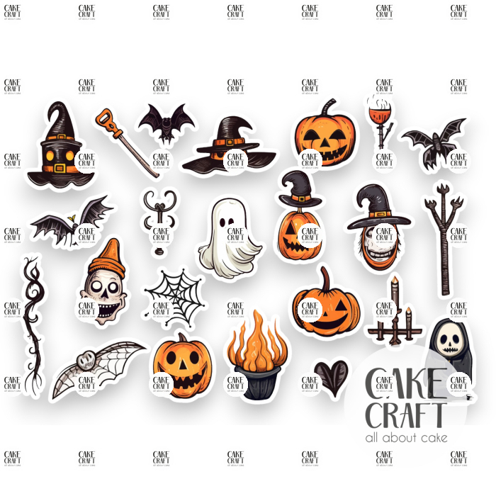 Βρώσιμη Εκτύπωση - Βρώσιμα σχέδια Halloween v7 - 23τμχ