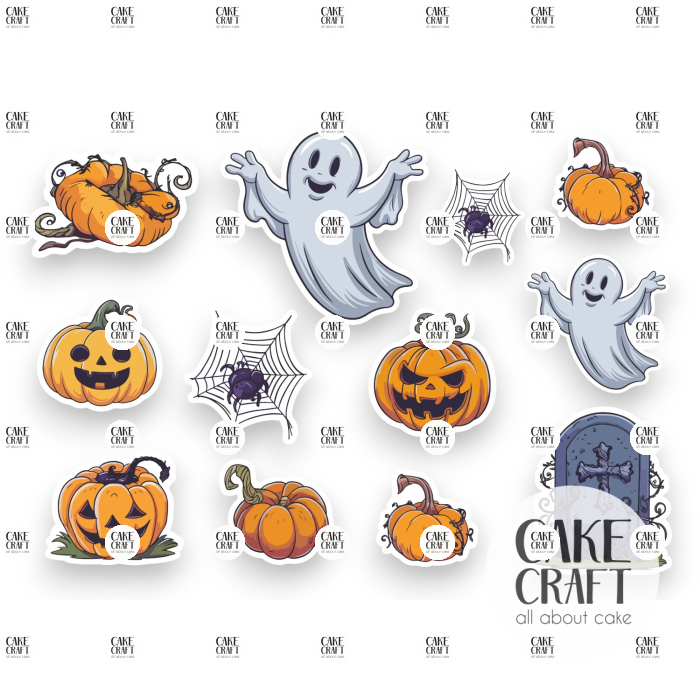 Βρώσιμη Εκτύπωση - Βρώσιμα σχέδια Halloween v6 - 12τμχ