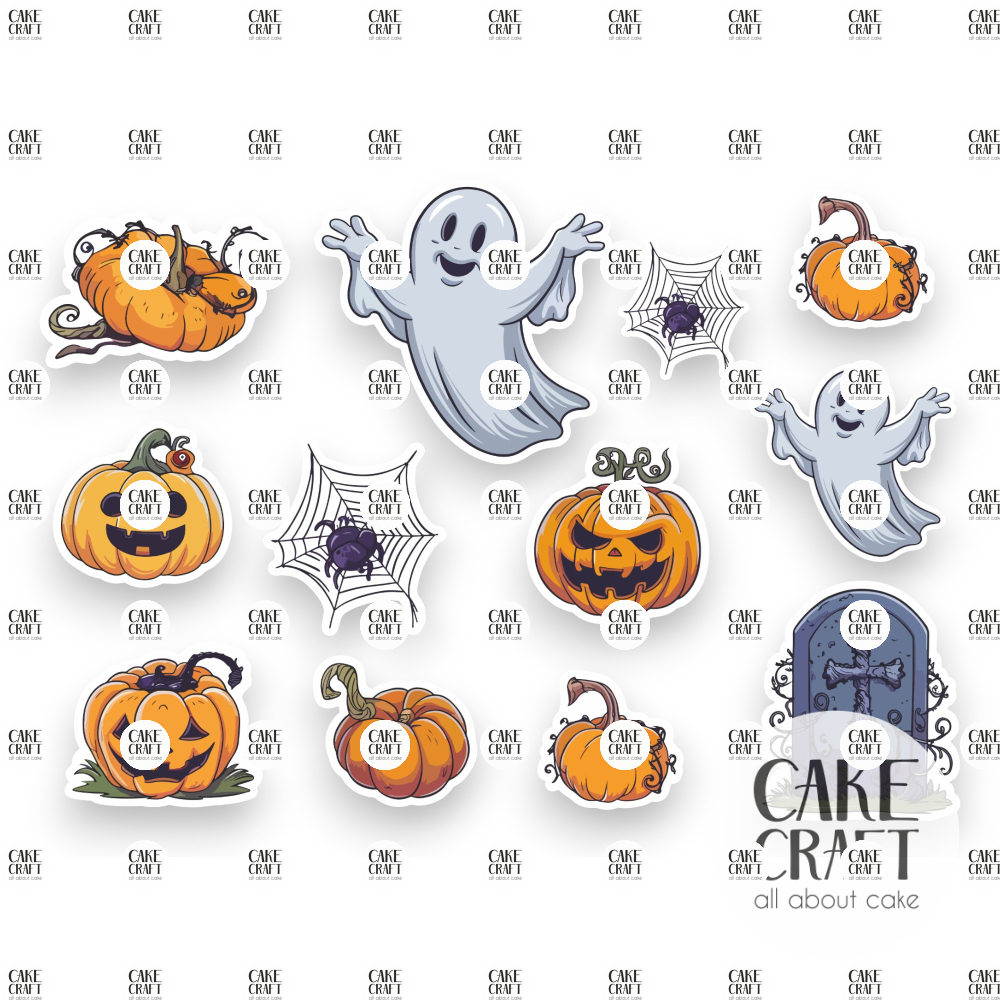 Βρώσιμη Εκτύπωση - Βρώσιμα σχέδια Halloween v6 - 12τμχ