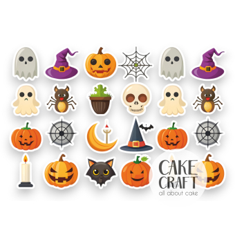 Βρώσιμη Εκτύπωση - Βρώσιμα σχέδια Halloween v5 - 24τμχ