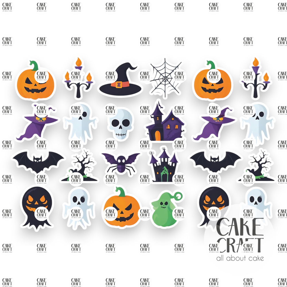 Βρώσιμη Εκτύπωση - Βρώσιμα σχέδια Halloween v4 - 24τμχ