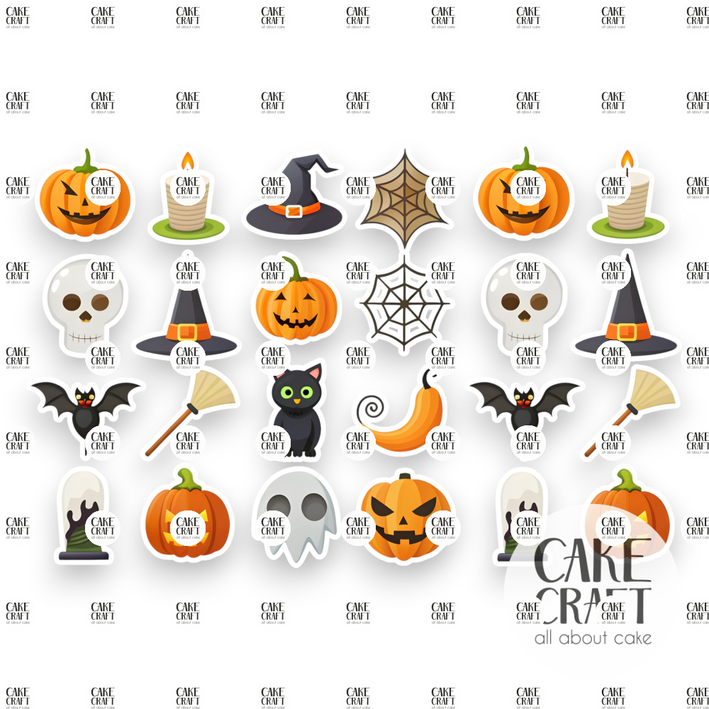 Βρώσιμη Εκτύπωση - Βρώσιμα σχέδια Halloween v2 - 24τμχ