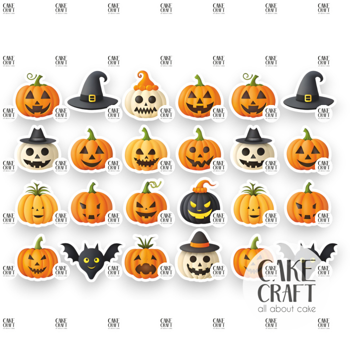 Βρώσιμη Εκτύπωση - Βρώσιμα σχέδια Halloween v1 - 24τμχ