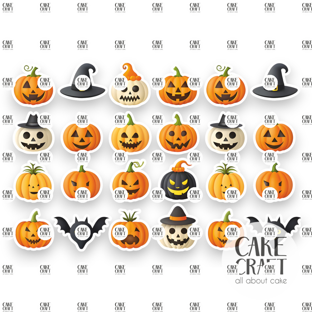 Βρώσιμη Εκτύπωση - Βρώσιμα σχέδια Halloween v1 - 24τμχ