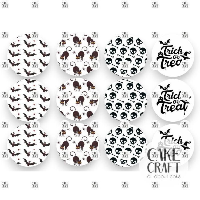 Βρώσιμη Εκτύπωση - Βρώσιμα σχέδια halloween 6cm - 12τμχ