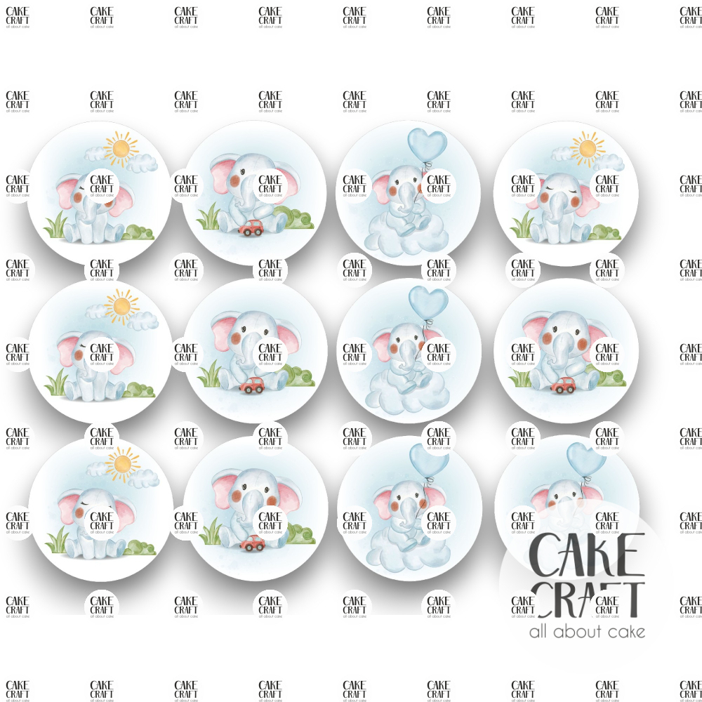 Βρώσιμη Εκτύπωση - Βρώσιμα σχέδια Ελεφαντάκι - 12τμχ