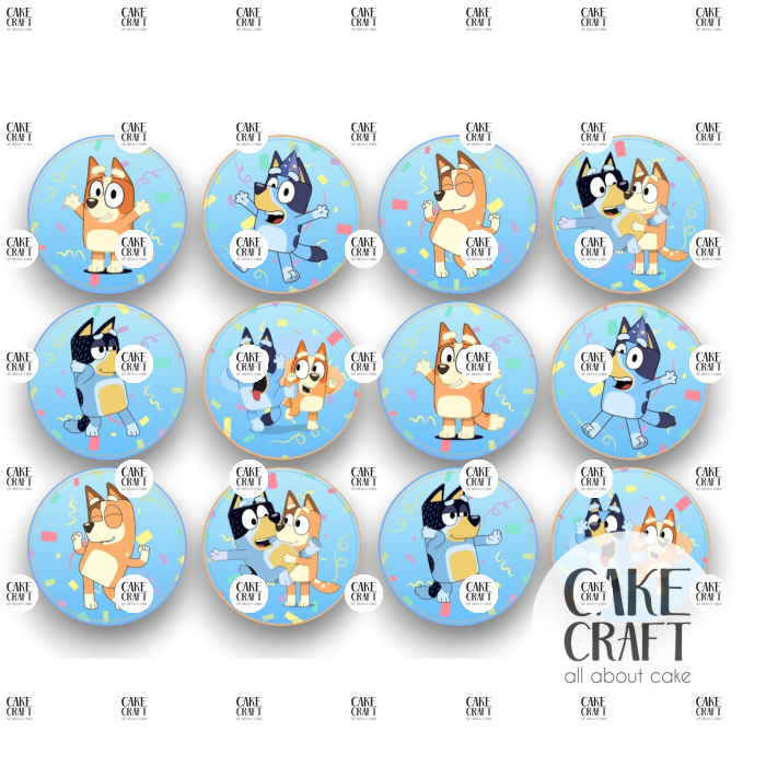 Βρώσιμη Εκτύπωση - Βρώσιμα σχέδια Bluey Birthday - 12τμχ