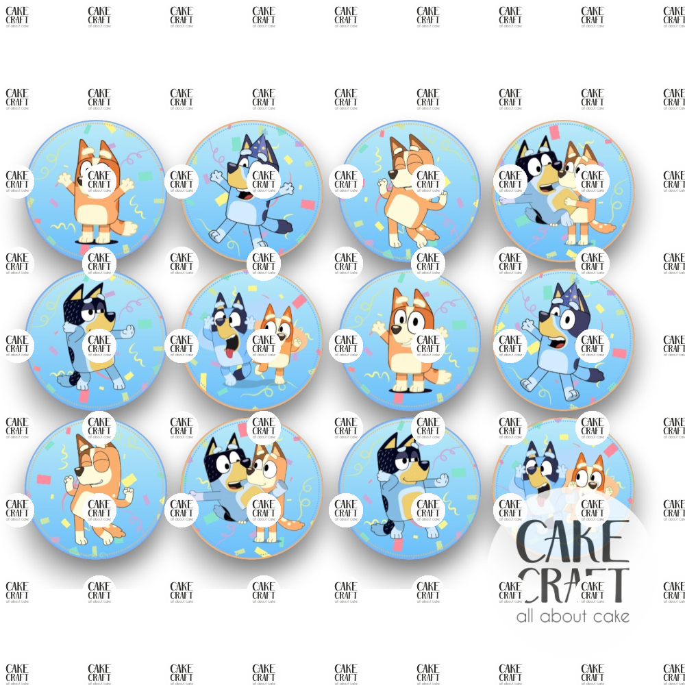 Βρώσιμη Εκτύπωση - Βρώσιμα σχέδια Bluey Birthday - 12τμχ