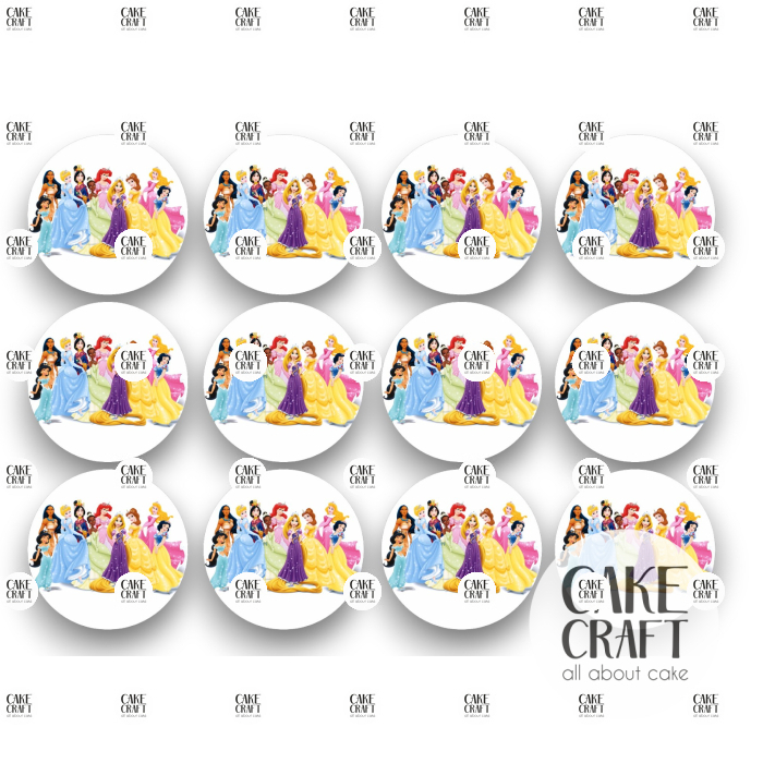 Βρώσιμη Εκτύπωση - Βρώσιμα σχέδια Πριγκίπισσες Disney v2 - 12τμχ