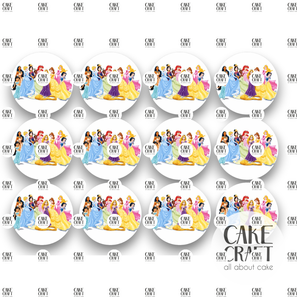 Βρώσιμη Εκτύπωση - Βρώσιμα σχέδια Πριγκίπισσες Disney v2 - 12τμχ