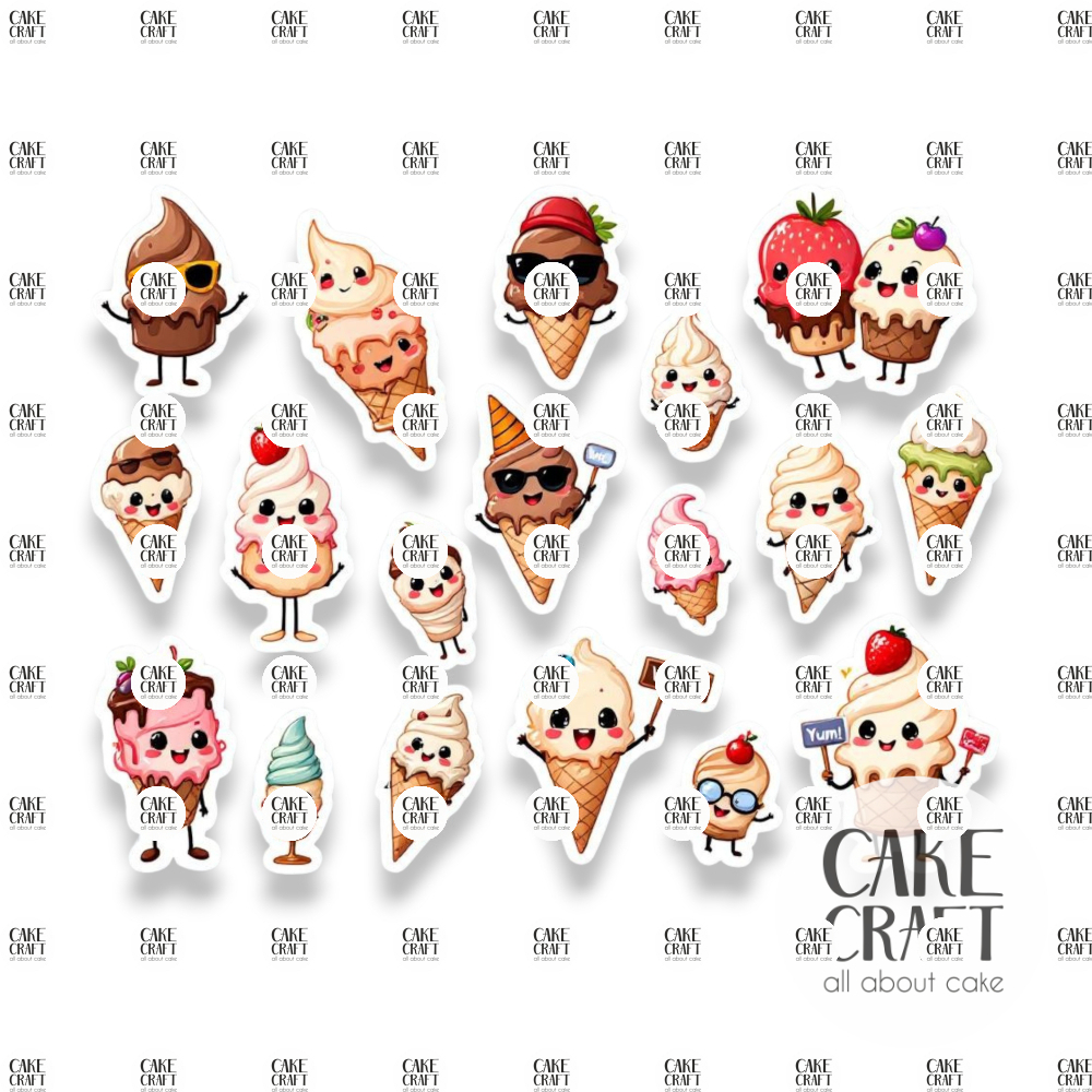 Βρώσιμη Εκτύπωση - Βρώσιμα σχέδια Ice creams collection - 18τμχ