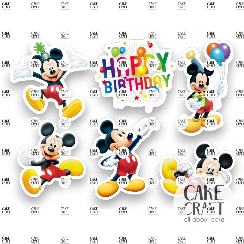 Βρώσιμη Εκτύπωση - Βρώσιμα σχέδια Mickey's Birthday - 6τμχ