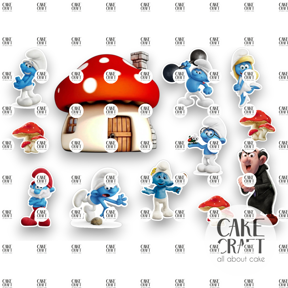 Βρώσιμη Εκτύπωση - Βρώσιμα σχέδια Στρουμφάκια - 12τμχ