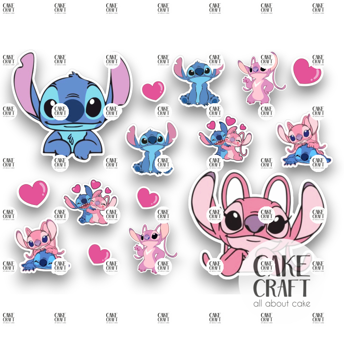 Βρώσιμη Εκτύπωση - Βρώσιμα σχέδια Stitch and Angel set - 15τμχ