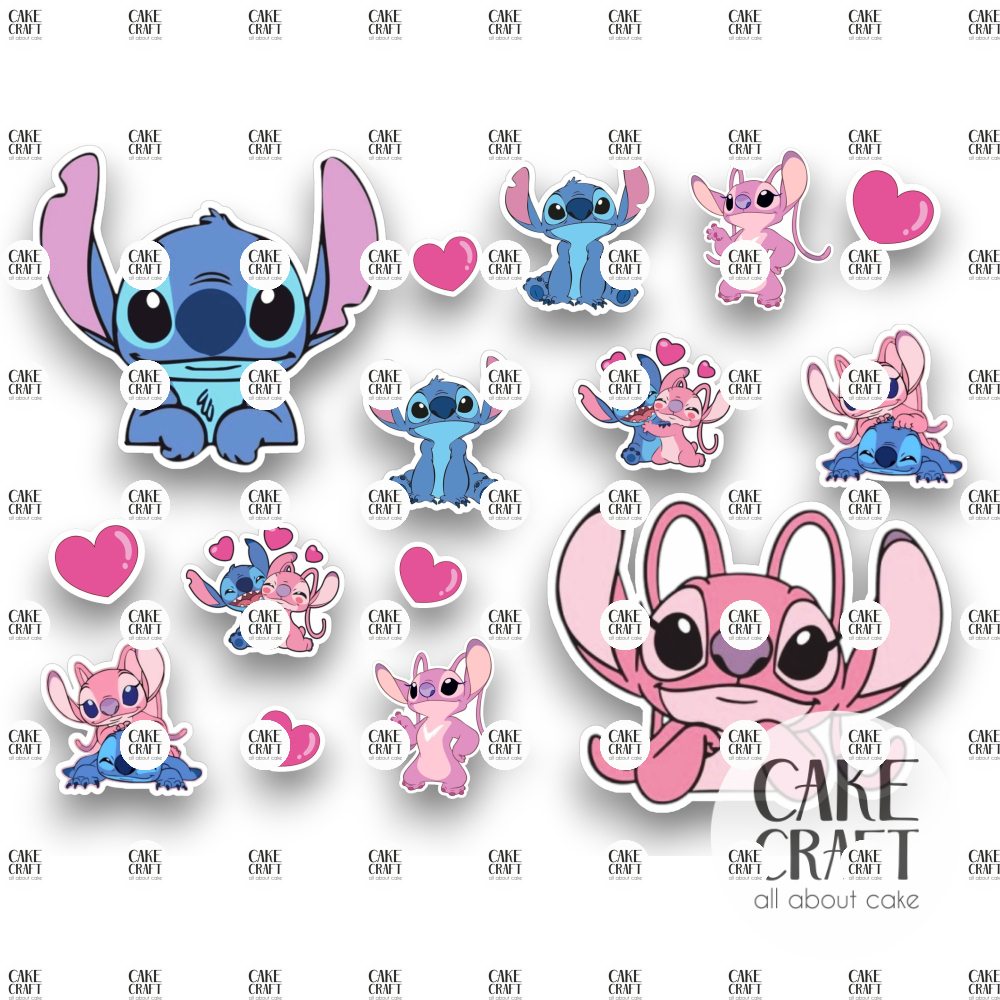 Βρώσιμη Εκτύπωση - Βρώσιμα σχέδια Stitch and Angel set - 15τμχ