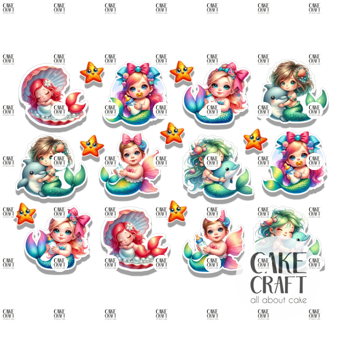 Βρώσιμα Κομμένα Σχέδια - Βρώσιμα σχέδια Γοργόνες Μωράκια - 19τμχ